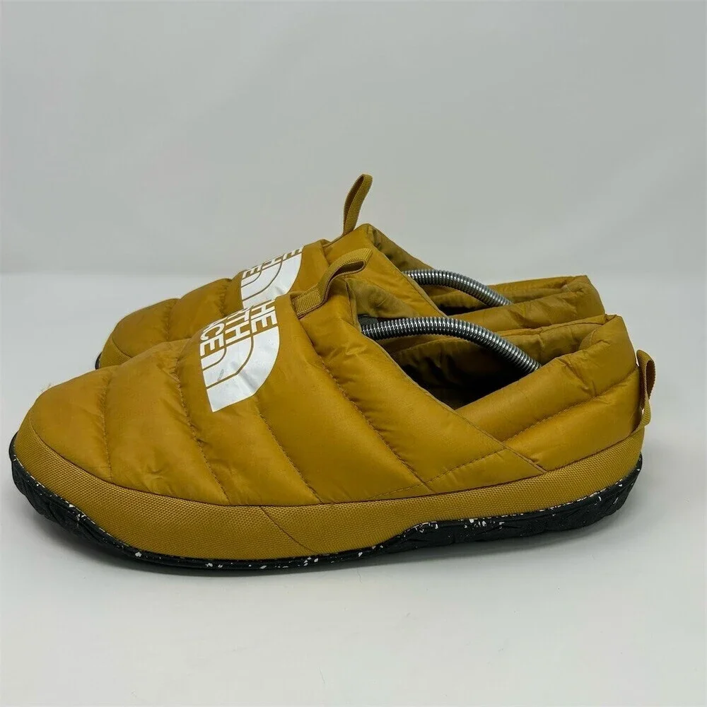 The North Face Nuptse Mule Slippers Unisex Mustard Yellow Insulated Camp Size 13